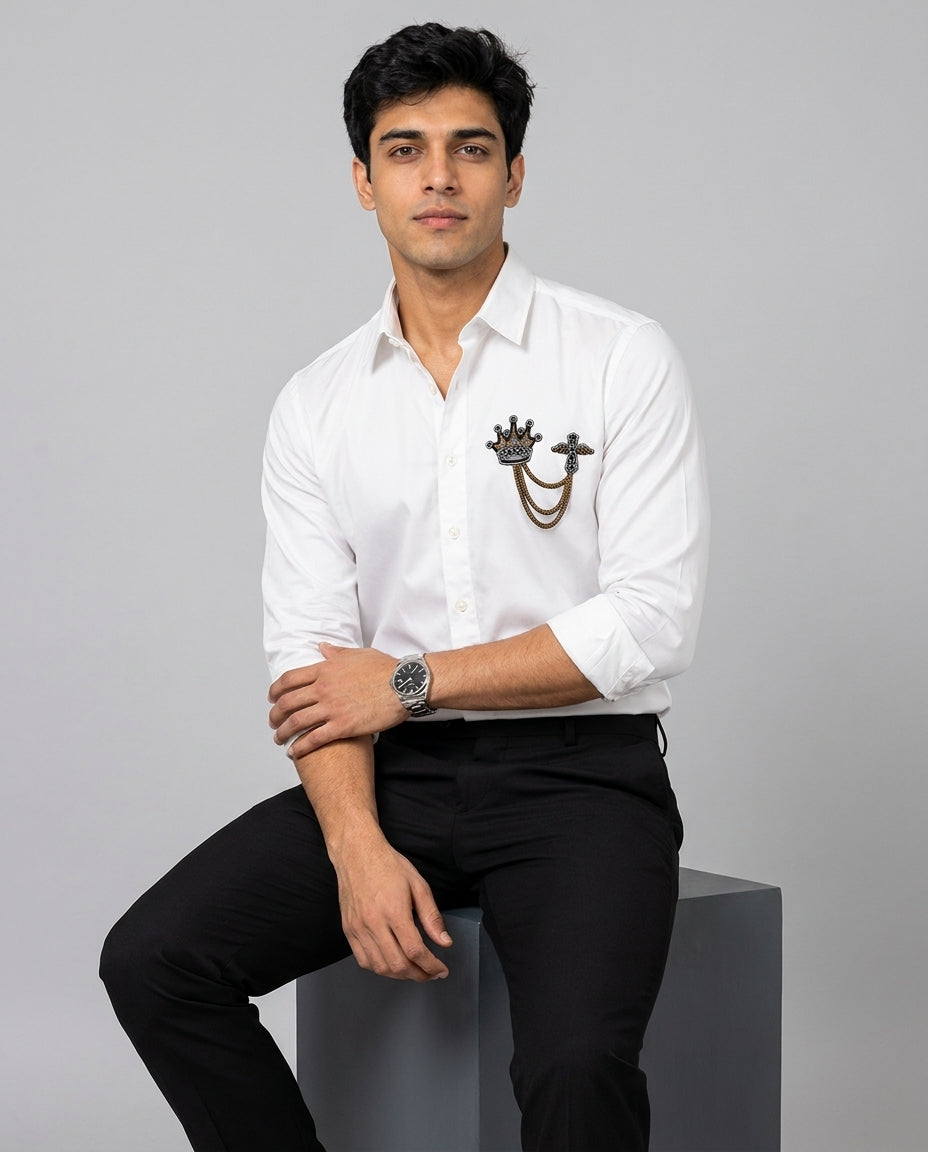 Crown and Crest White Designer Shirt