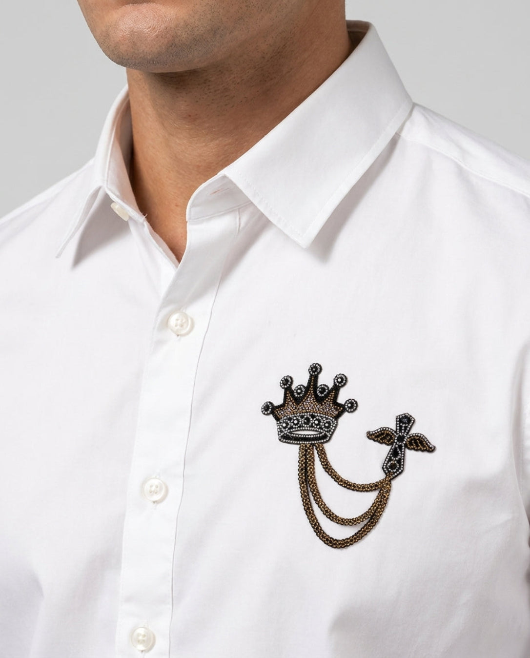 Crown and Crest White Designer Shirt