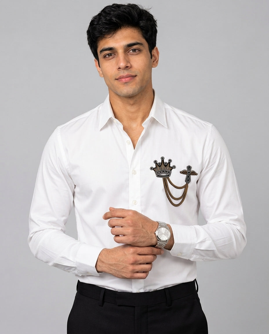 Crown and Crest White Designer Shirt