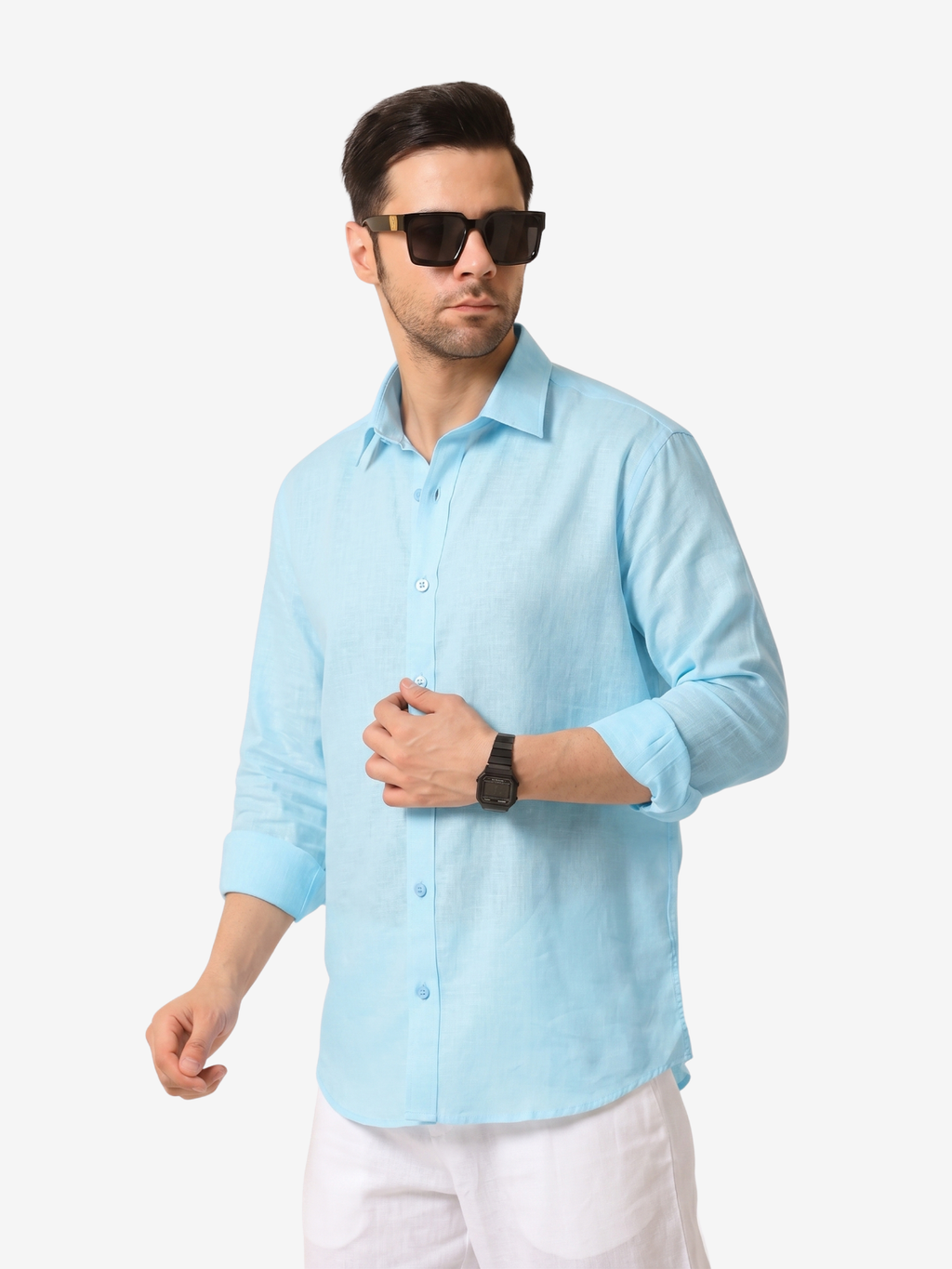 Glacier Blue Linen Shirt