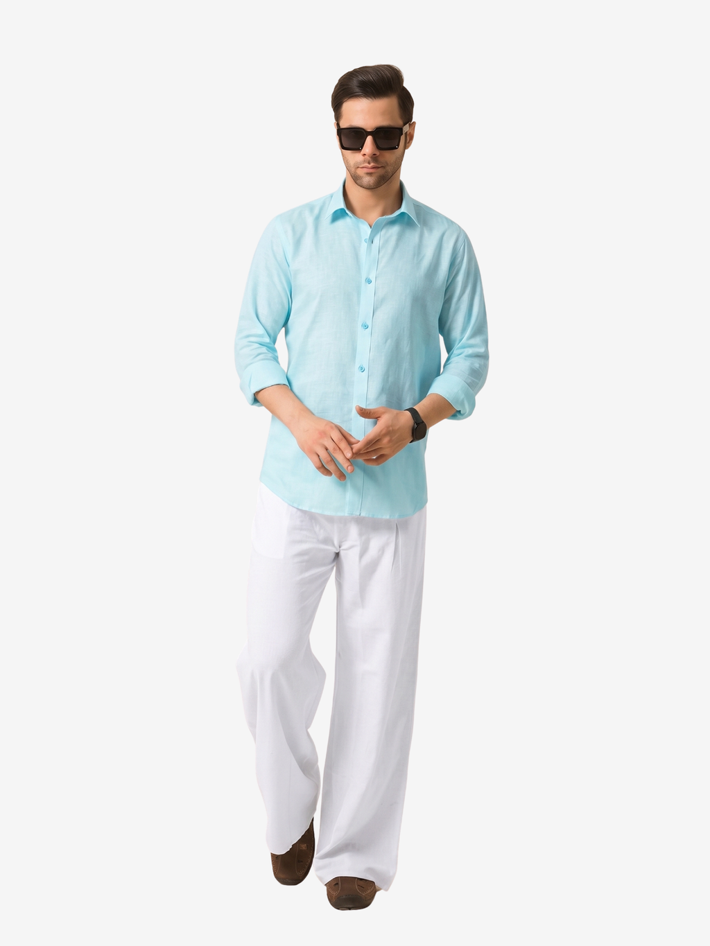 Glacier Blue Linen Shirt