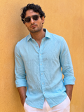 Ice Blue Linen Shirt