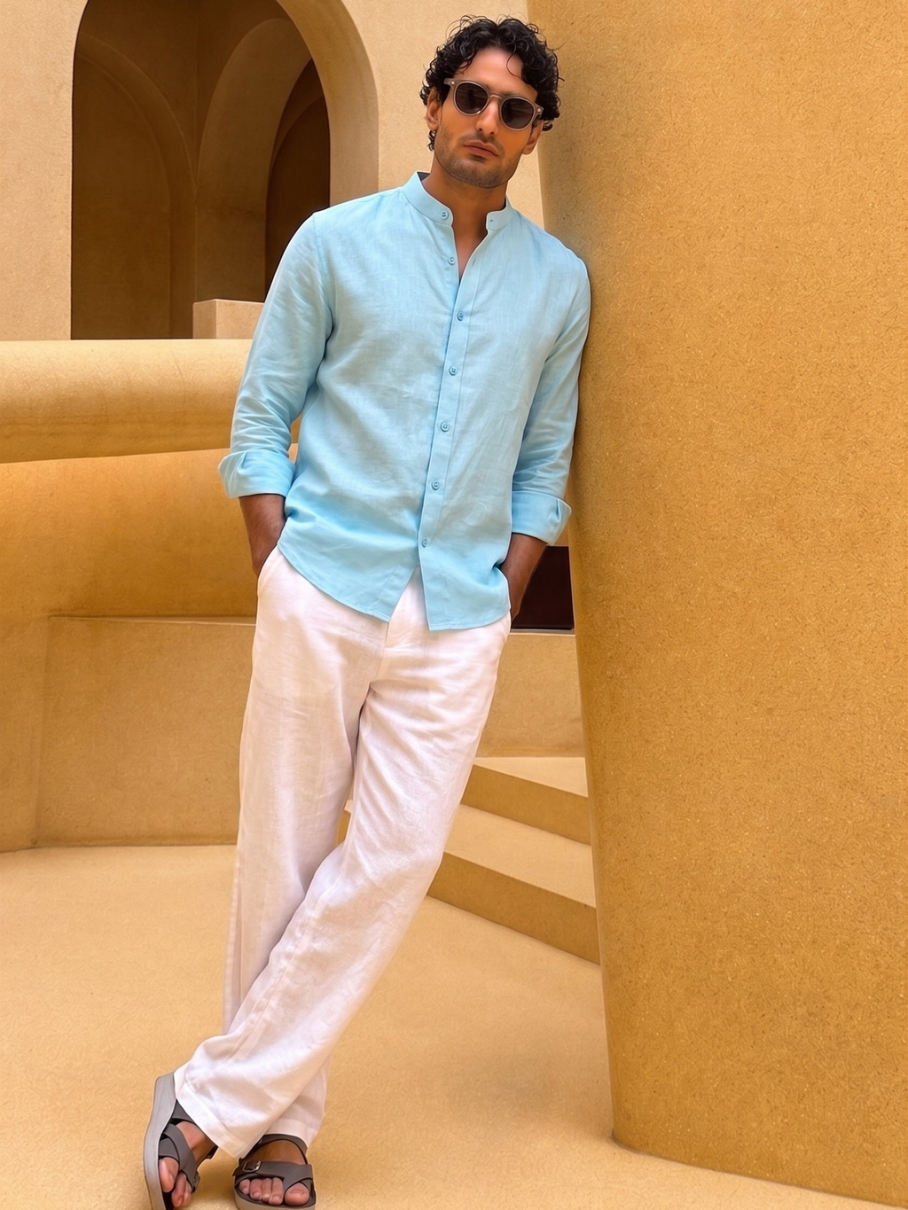 Glacier Blue Linen Shirt