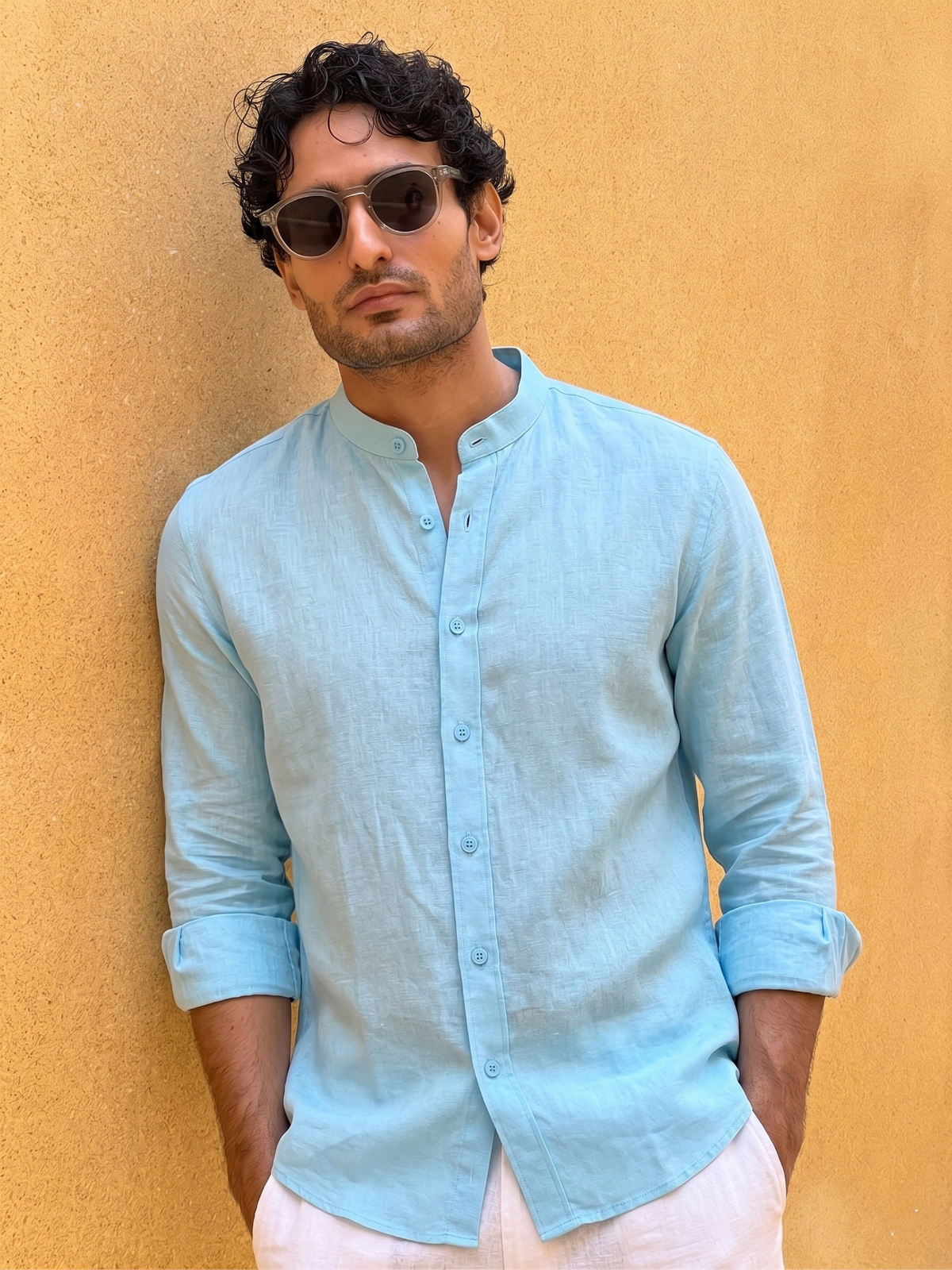 Glacier Blue Linen Shirt