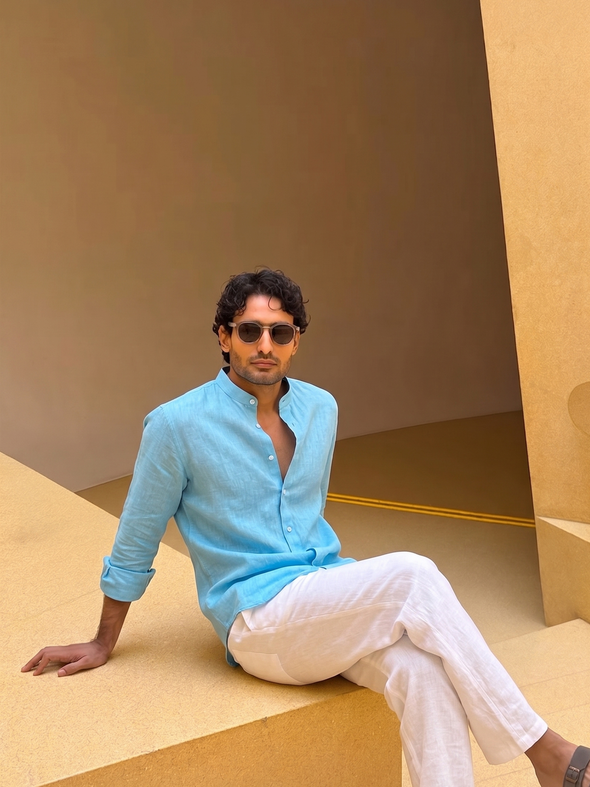 Glacier Blue Linen Shirt