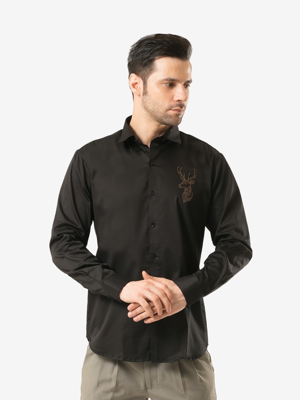 Stellar Stag Black Hand-Crafted Shirt