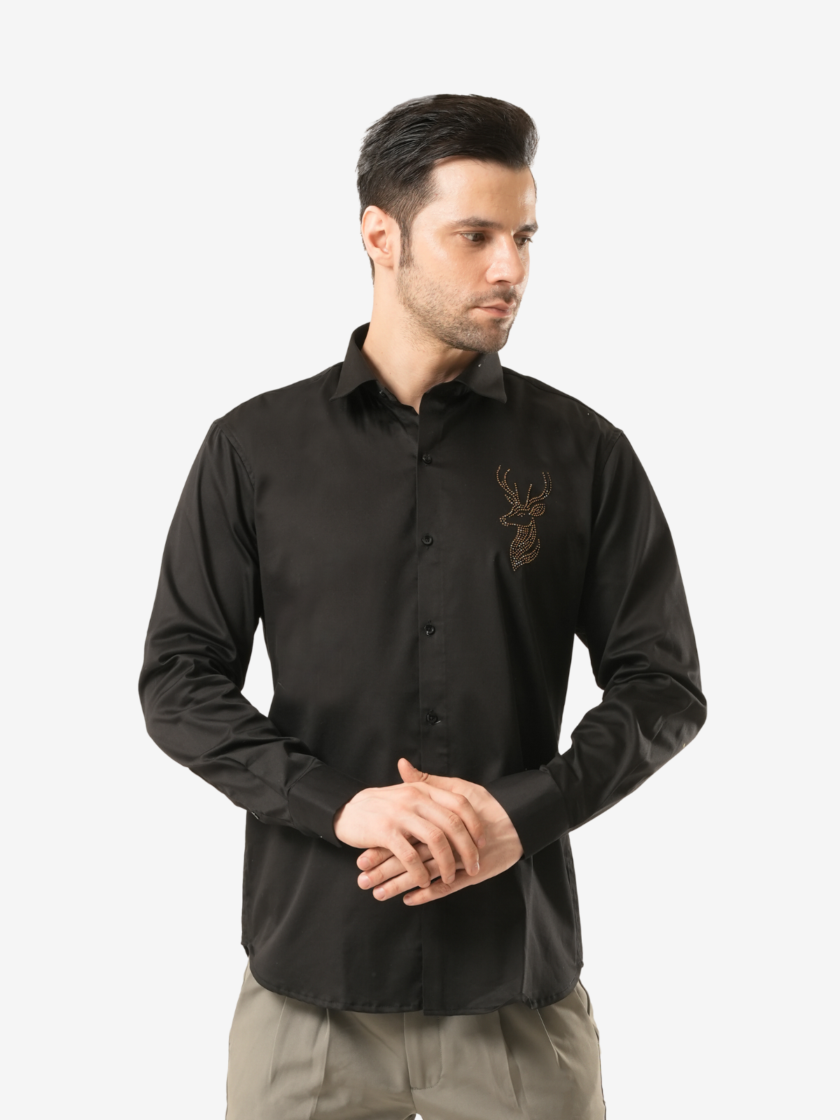 Stellar Stag Black Hand-Crafted Shirt