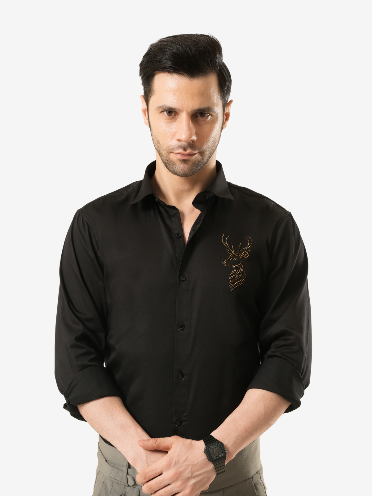 Stellar Stag Black Hand-Crafted Shirt