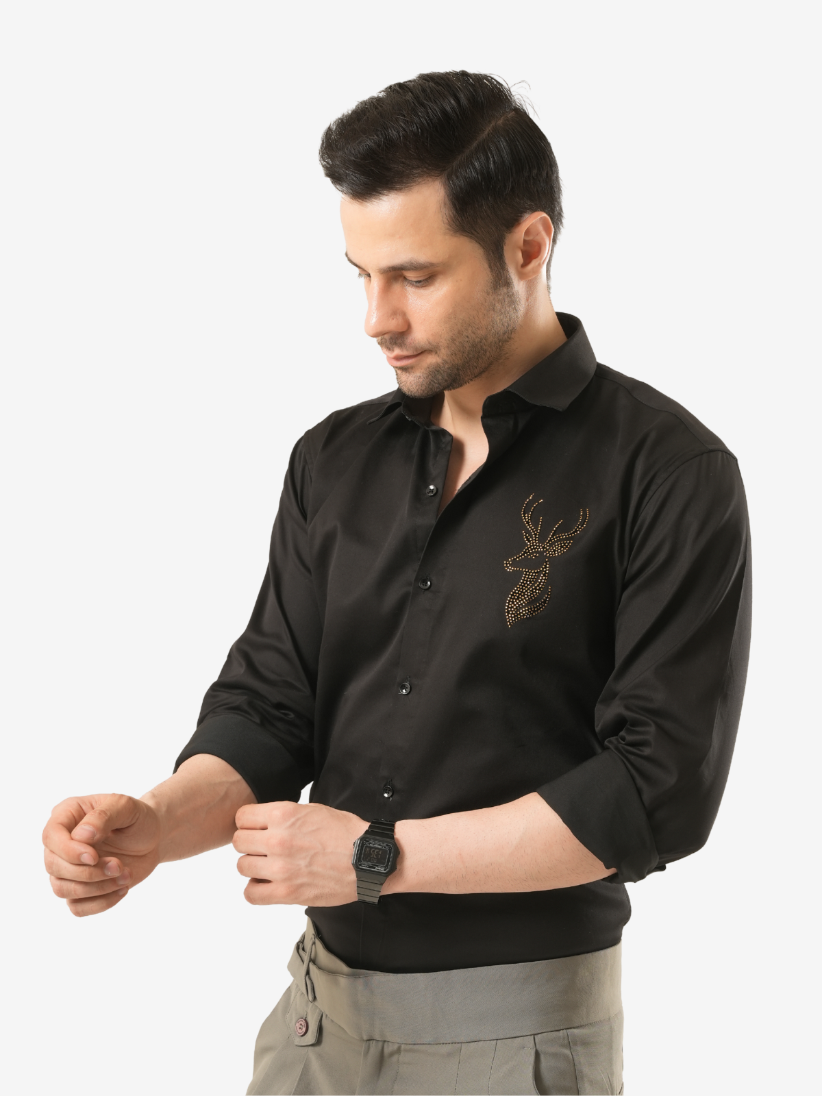 Stellar Stag Black Hand-Crafted Shirt