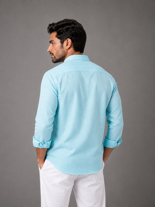 Glacier Blue Linen Shirt