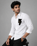 Black Panther White Embroidered Shirt