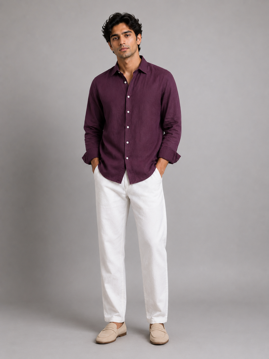Vintage Wine Linen Shirt