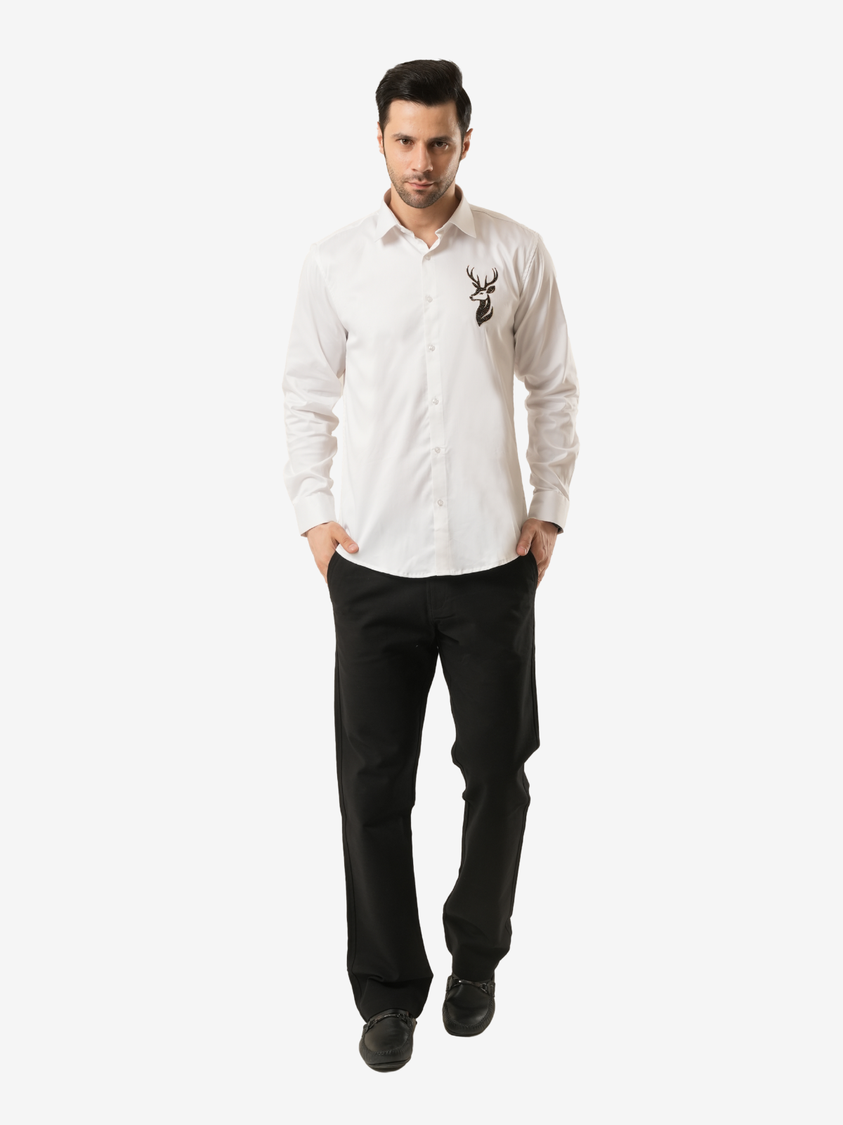 Stellar Stag White Hand-Crafted Shirt
