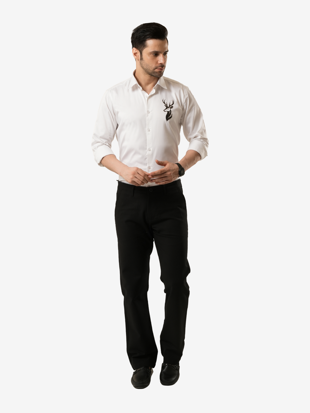 Stellar Stag White Hand-Crafted Shirt
