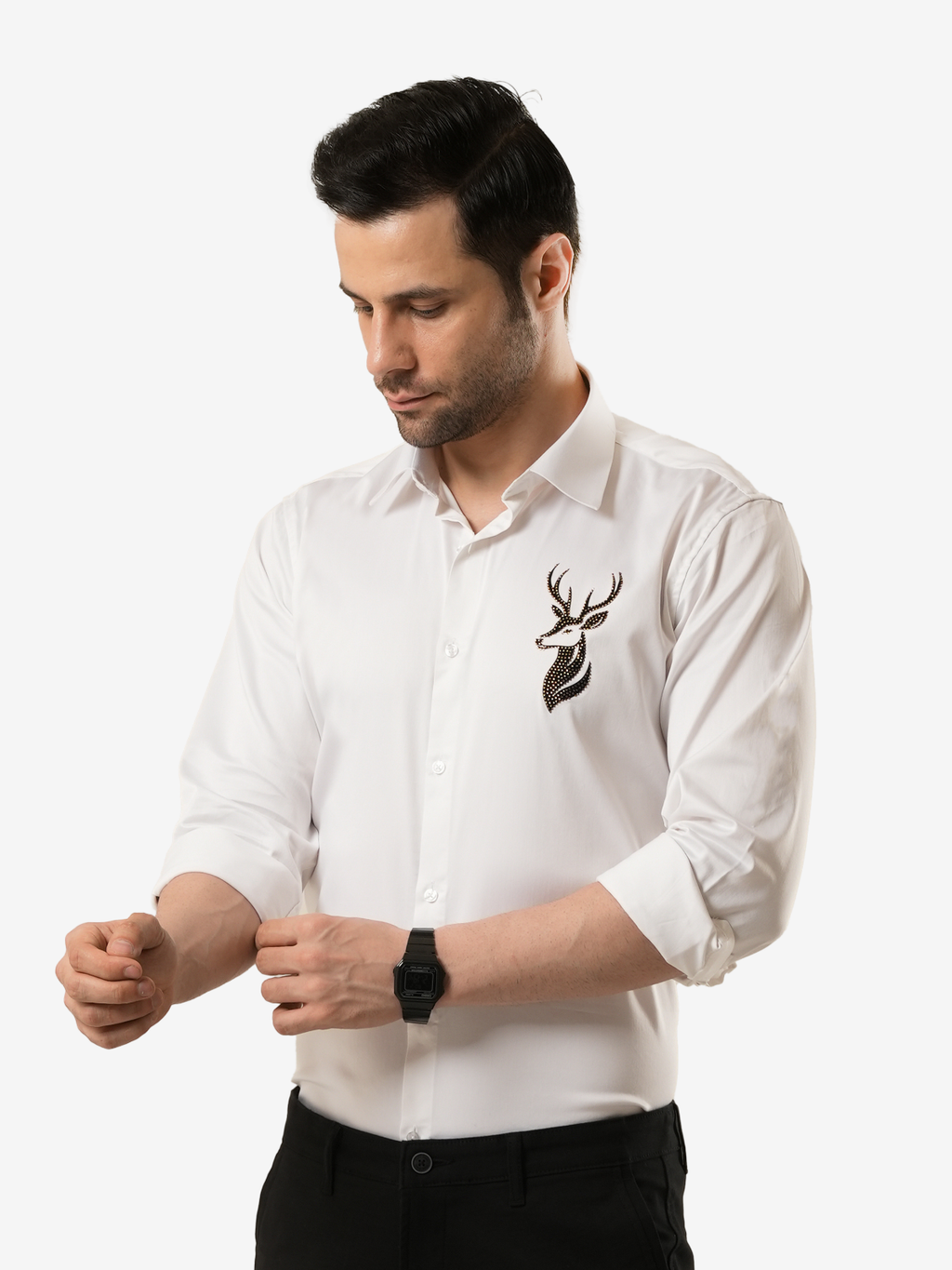 Stellar Stag White Hand-Crafted Shirt