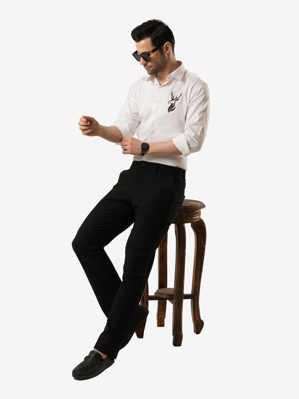 Stellar Stag White Hand-Crafted Shirt