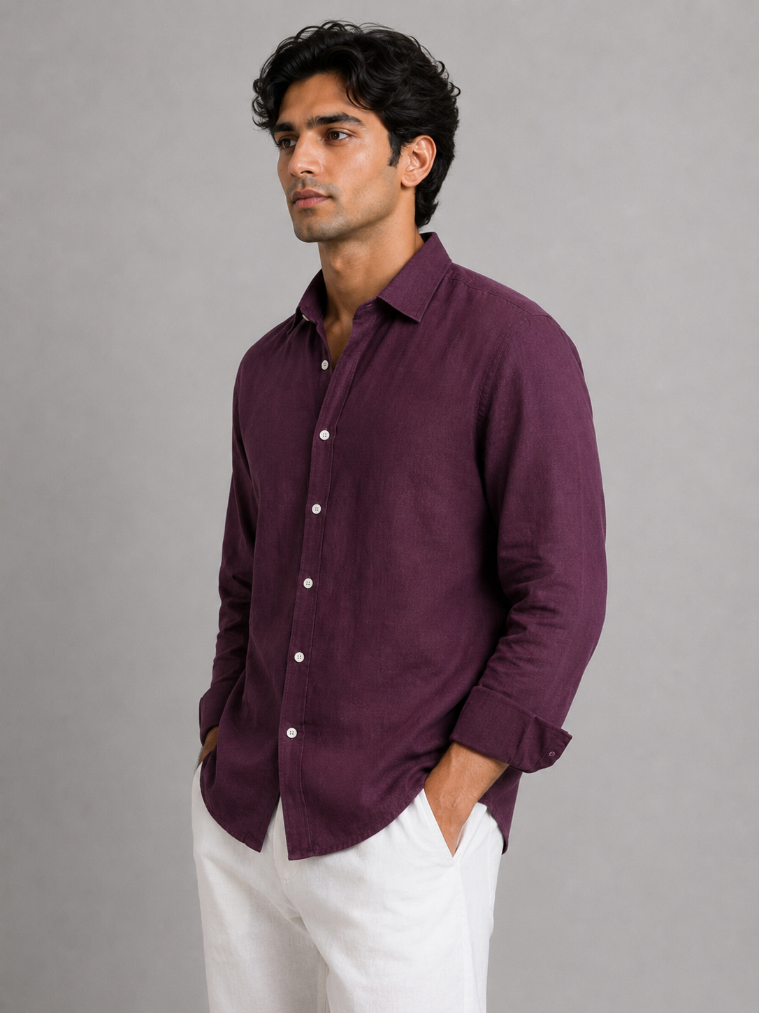 Vintage Wine Linen Shirt
