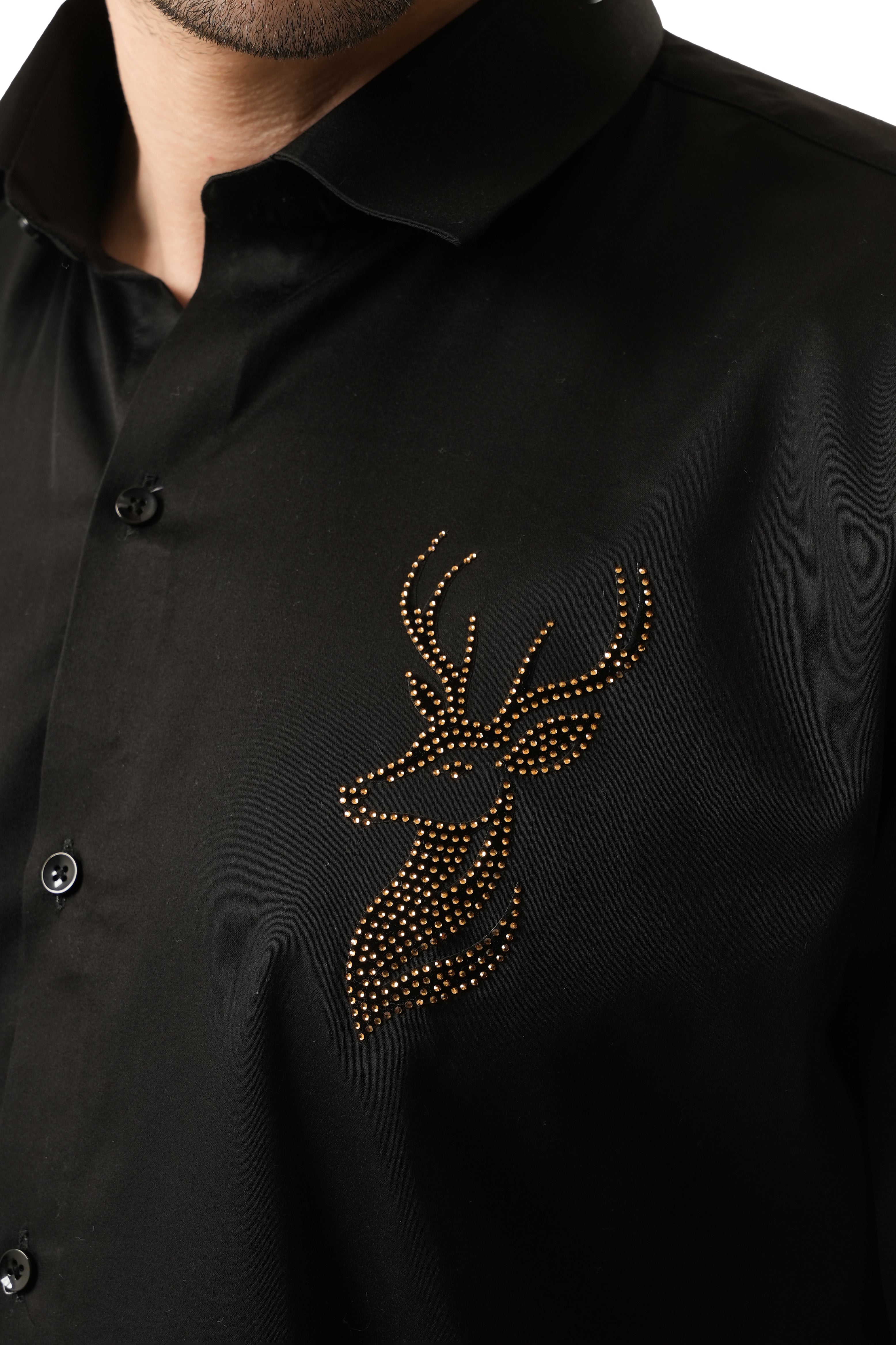 Stellar Stag Black Hand-Crafted Shirt