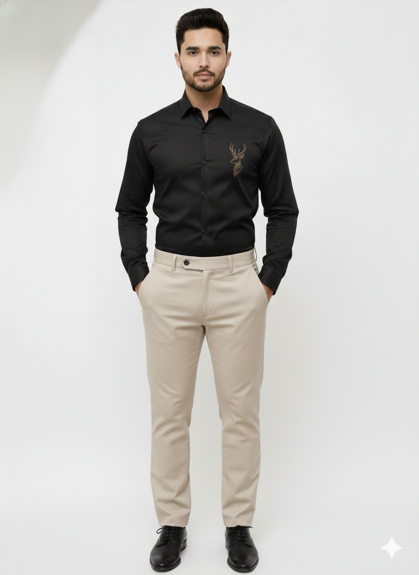 Stellar Stag Black Hand-Articulated Shirt