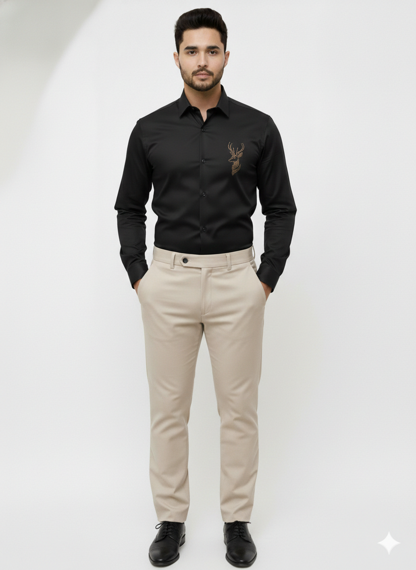 Stellar Stag Black Hand-Articulated Shirt