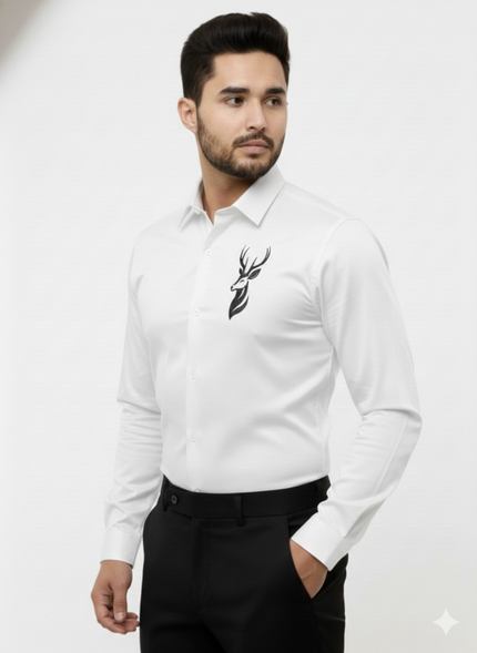 Stellar Stag White Hand-Articulated Shirt