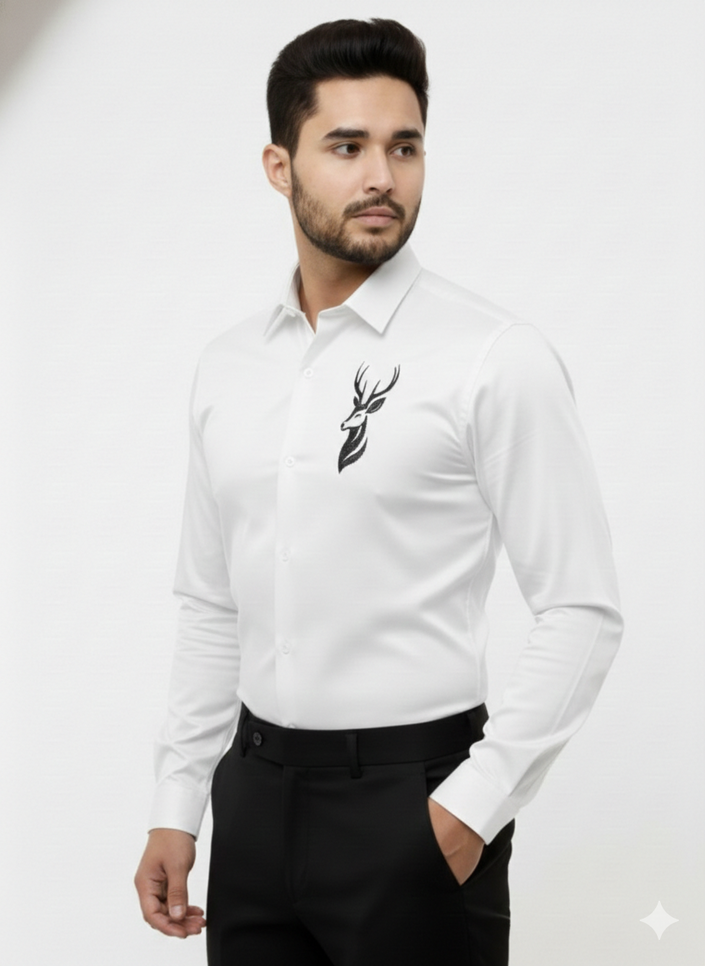 Stellar Stag White Hand-Articulated Shirt