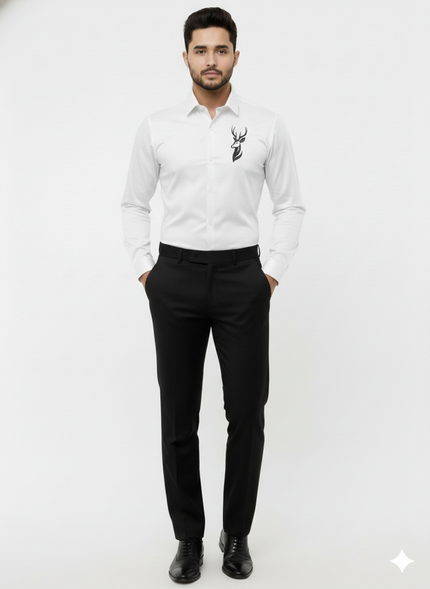 Stellar Stag White Hand-Articulated Shirt