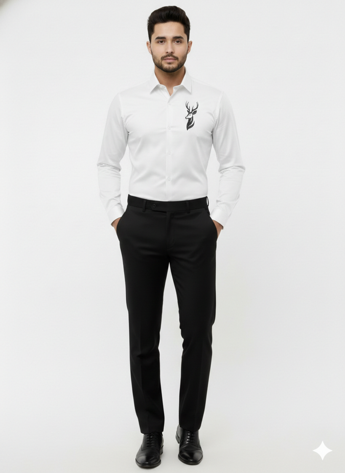 Stellar Stag White Hand-Articulated Shirt