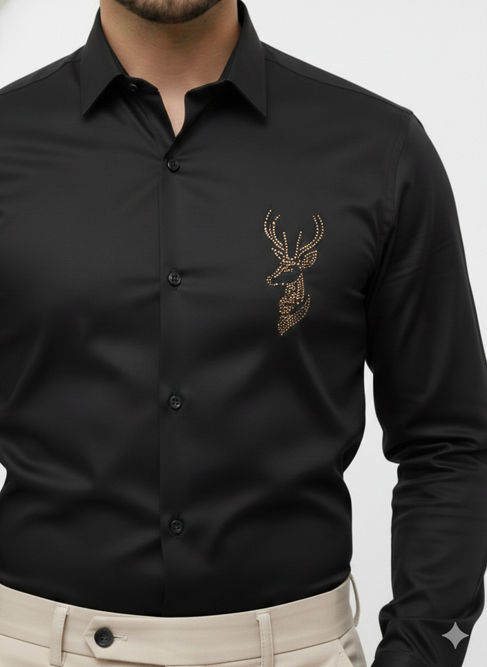 Stellar Stag Black Hand-Articulated Shirt