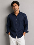 Navy Blue Linen Shirt