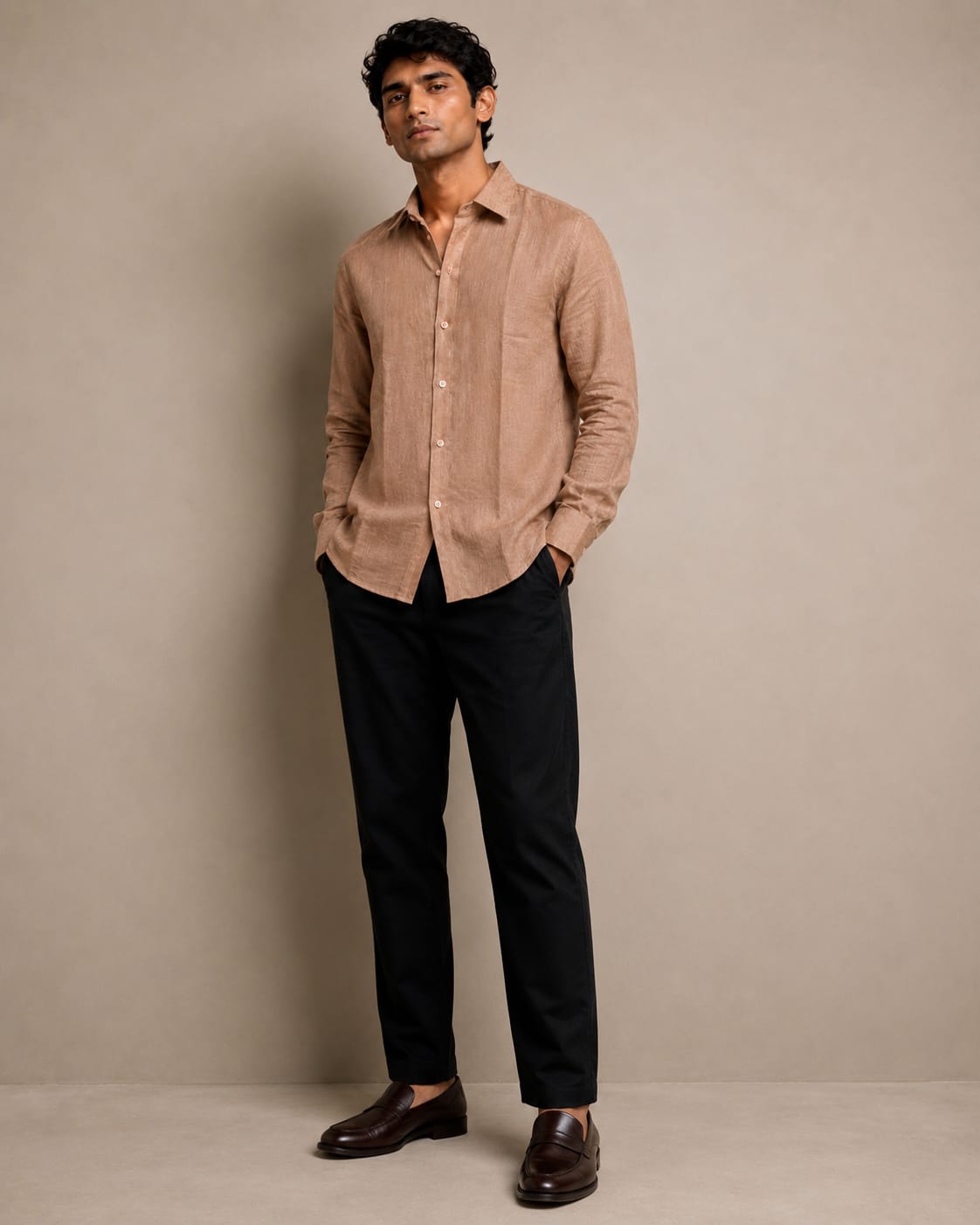 Dusty Taupe Linen Shirt