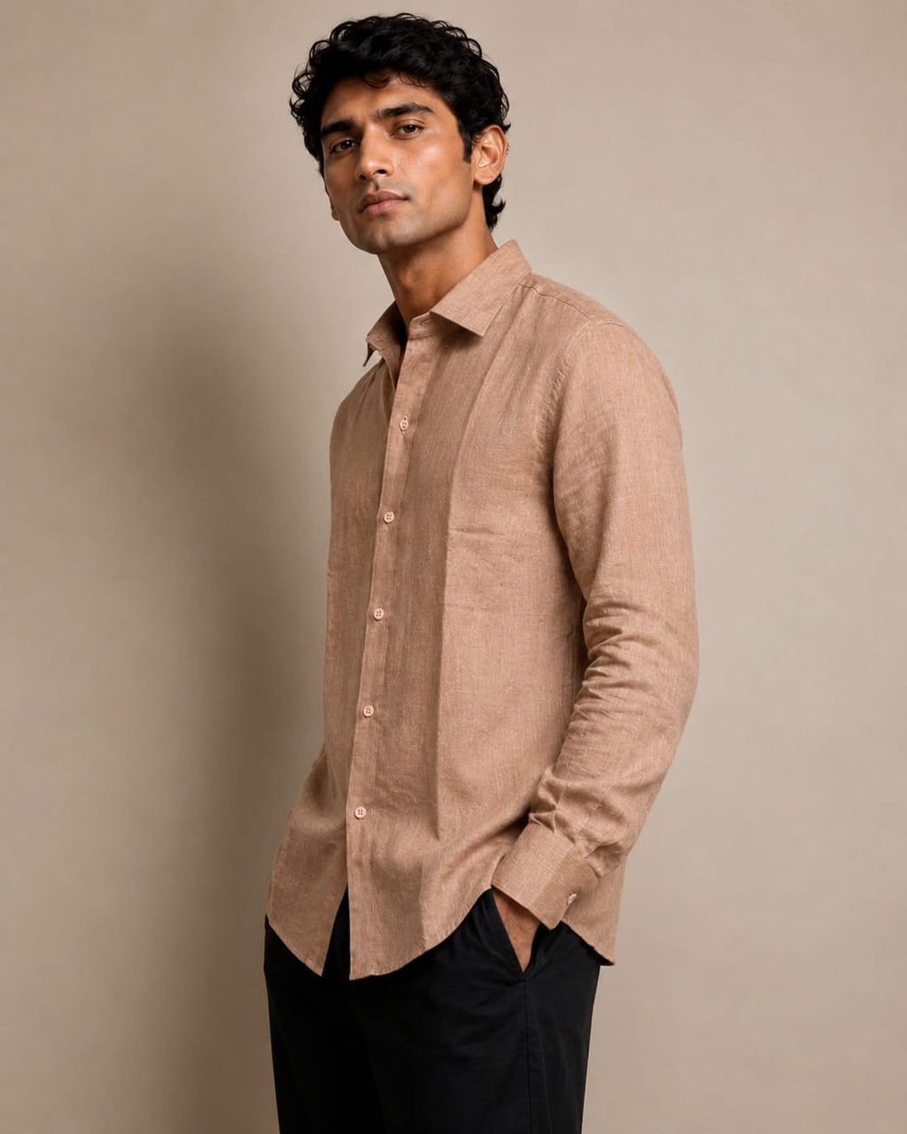Dusty Taupe Linen Shirt