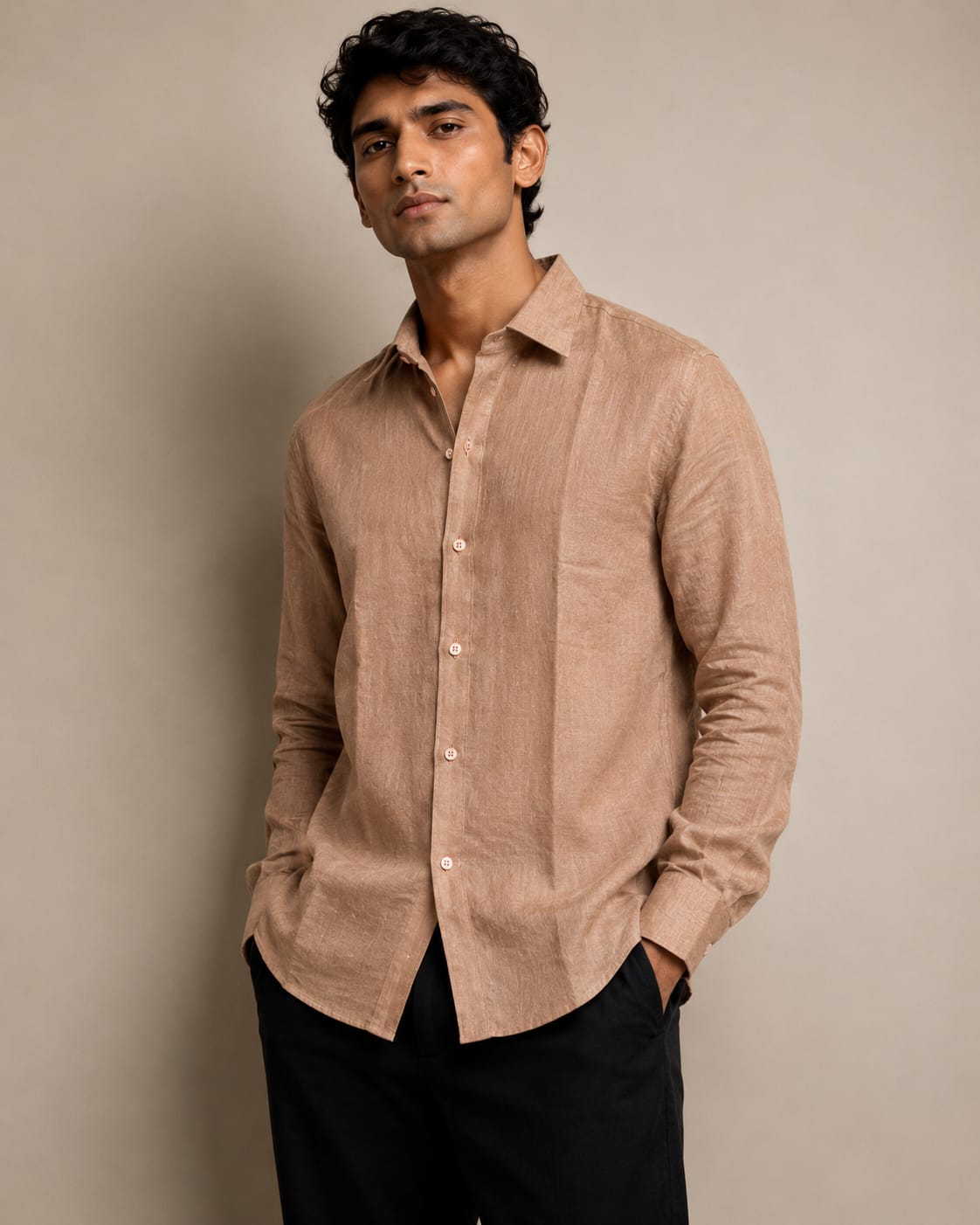 Dusty Taupe Linen Shirt