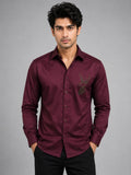 Stellar Stag Maroon Hand-Crafted Shirt