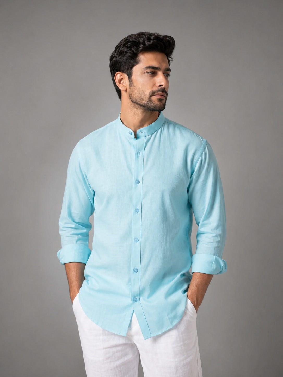 Glacier Blue Linen Shirt