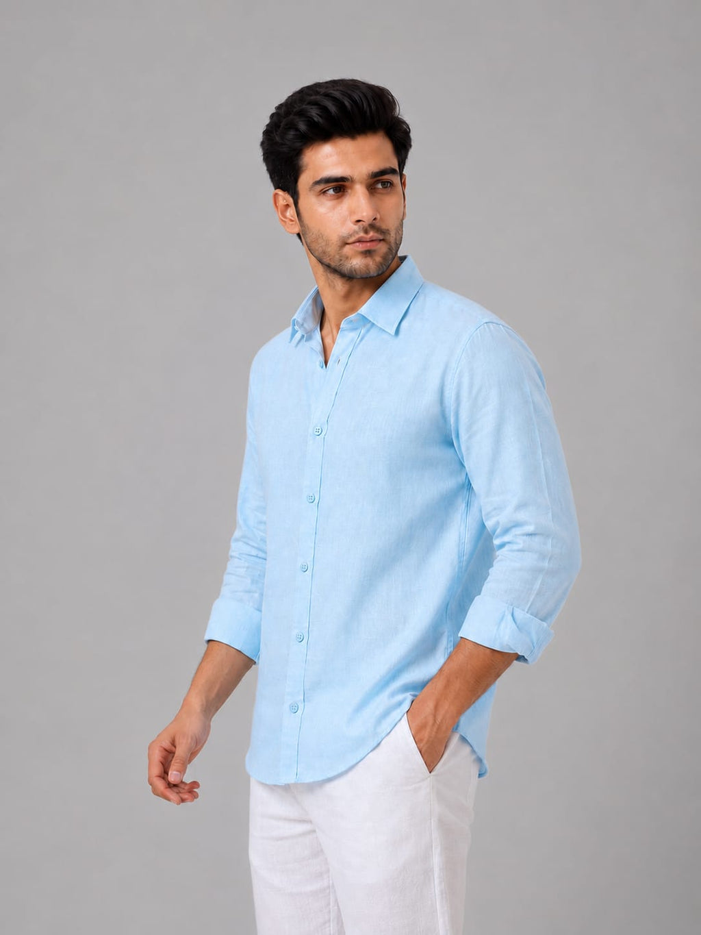 Glacier Blue Linen Shirt