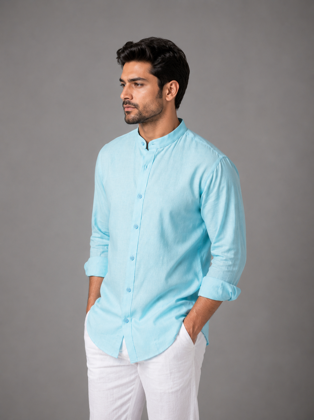 Glacier Blue Linen Shirt