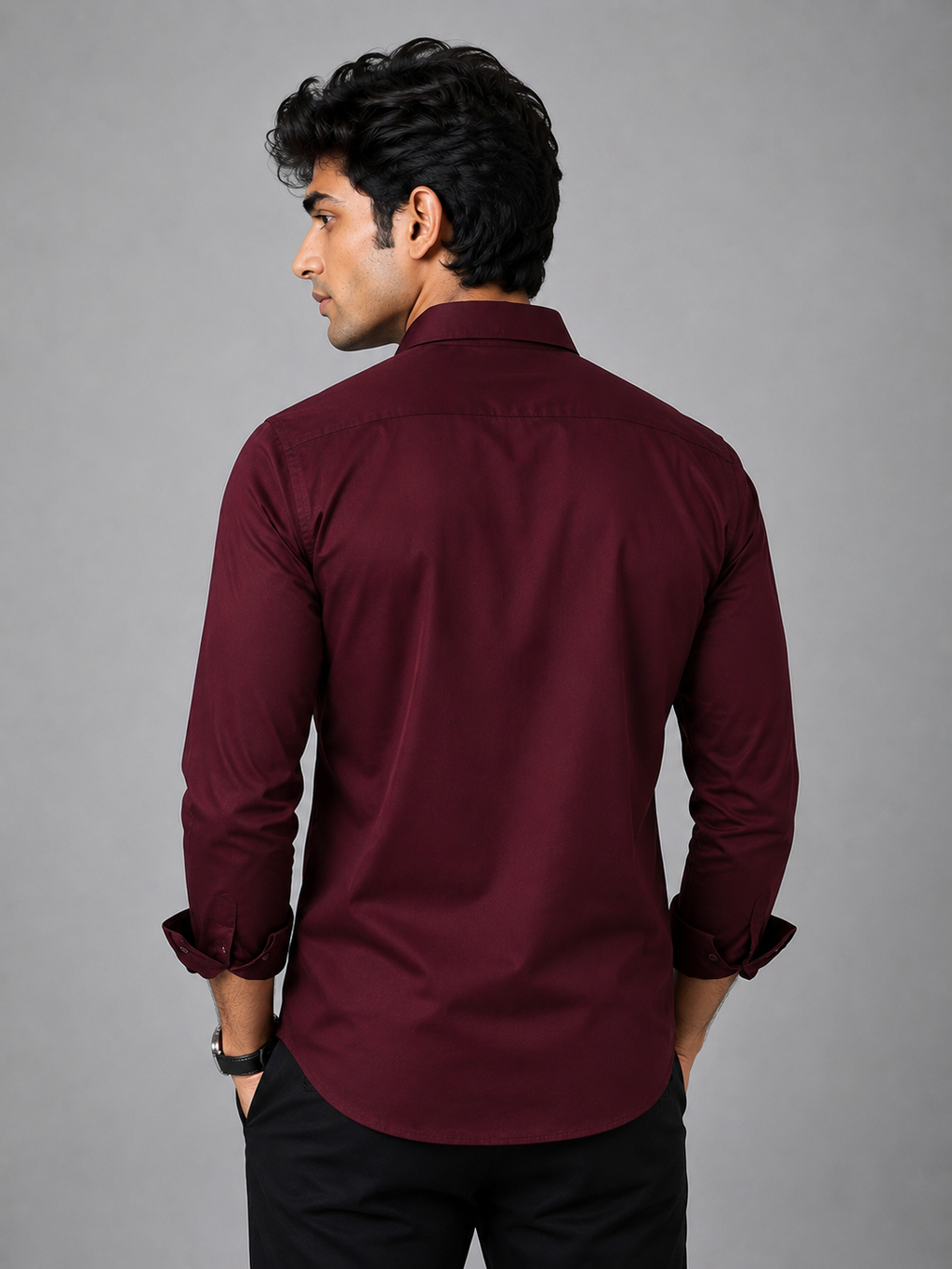 Stellar Stag Maroon Hand-Crafted Shirt
