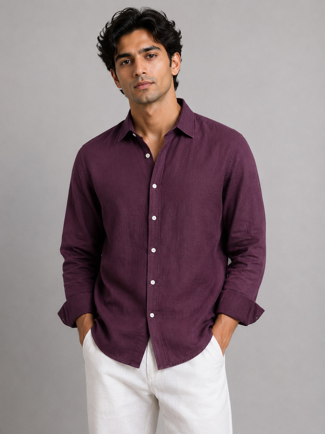 Vintage Wine Linen Shirt